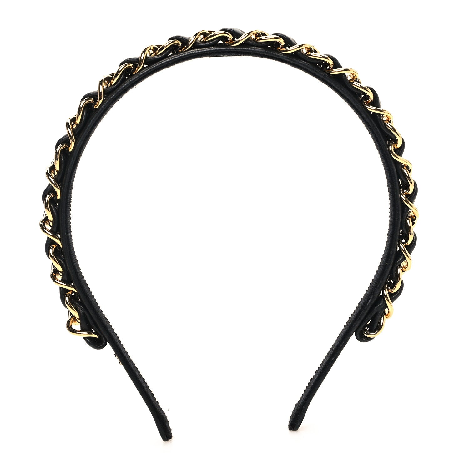 Chanel Metal Lambskin CC Chain Headband Gold Black 3 of 5