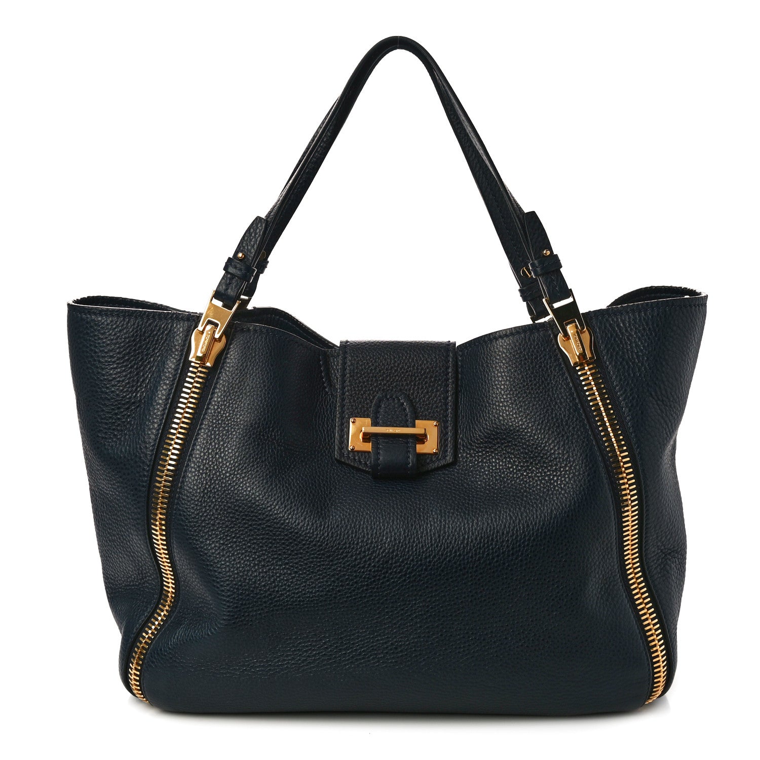 Tom Ford Grained Calfskin Sedgwick Medium Zipper Tote Sapphire Blue 1 of 10