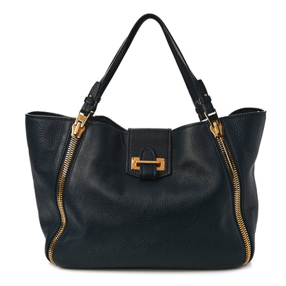 Tom Ford Grained Calfskin Sedgwick Medium Zipper Tote Sapphire Blue 1 of 10