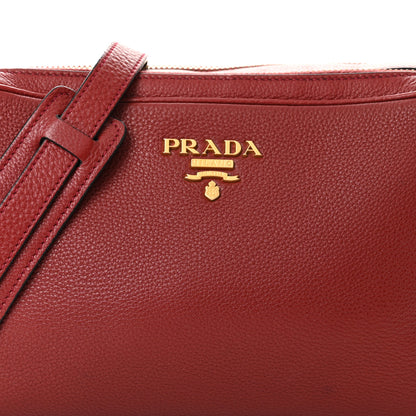 Prada Vitello Daino Medium Double Zip Shoulder Bag Rosso 8 of 10