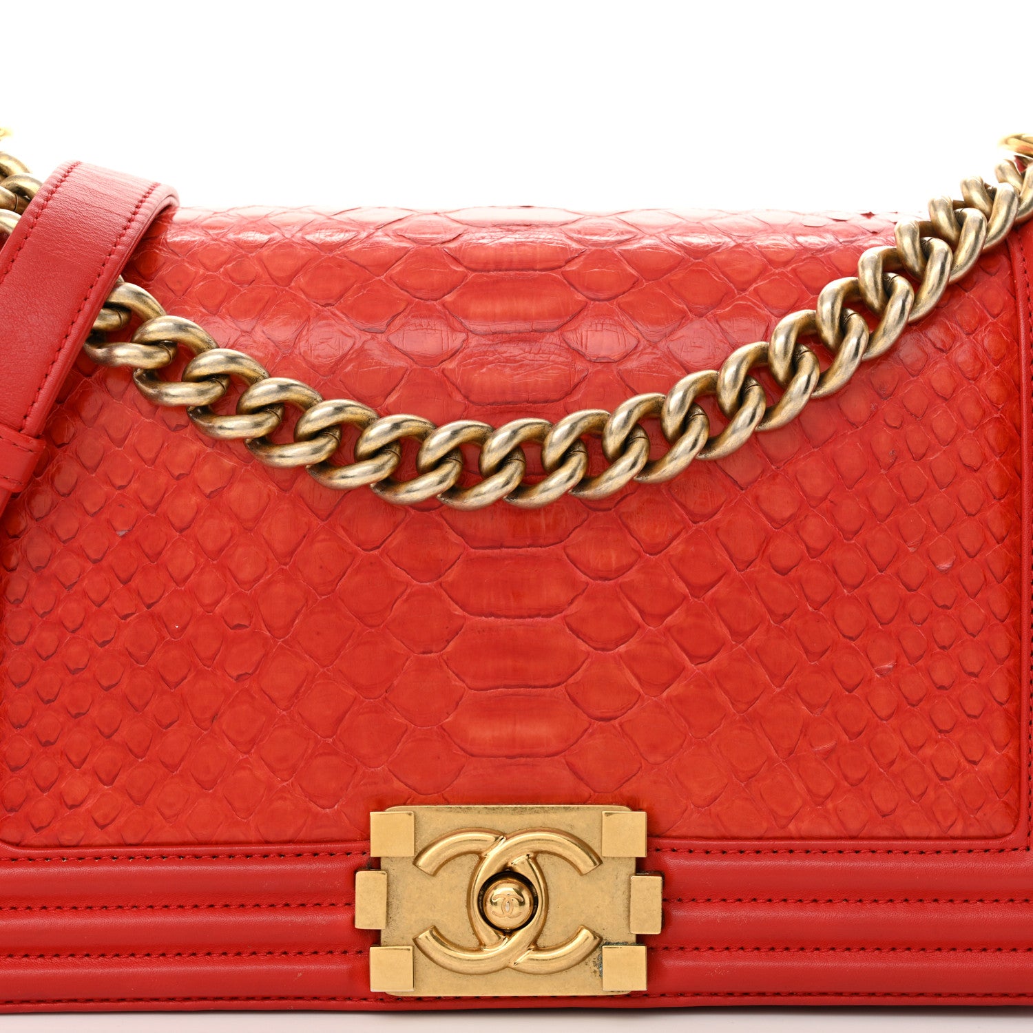 Chanel Snakeskin Medium Boy Flap Red 8 of 15
