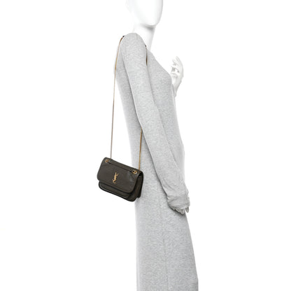 Saint Laurent Grained Lambskin Monogram Mini Niki Chain Satchel Dark Cork 2 of 10