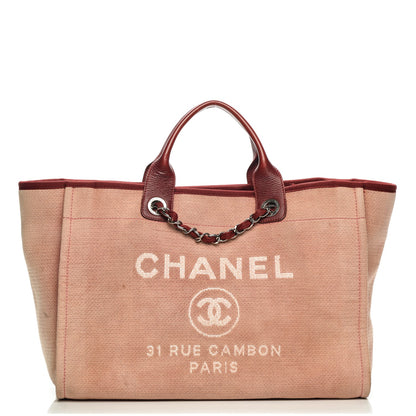 Chanel Canvas Large Deauville Tote Red 1 of 11