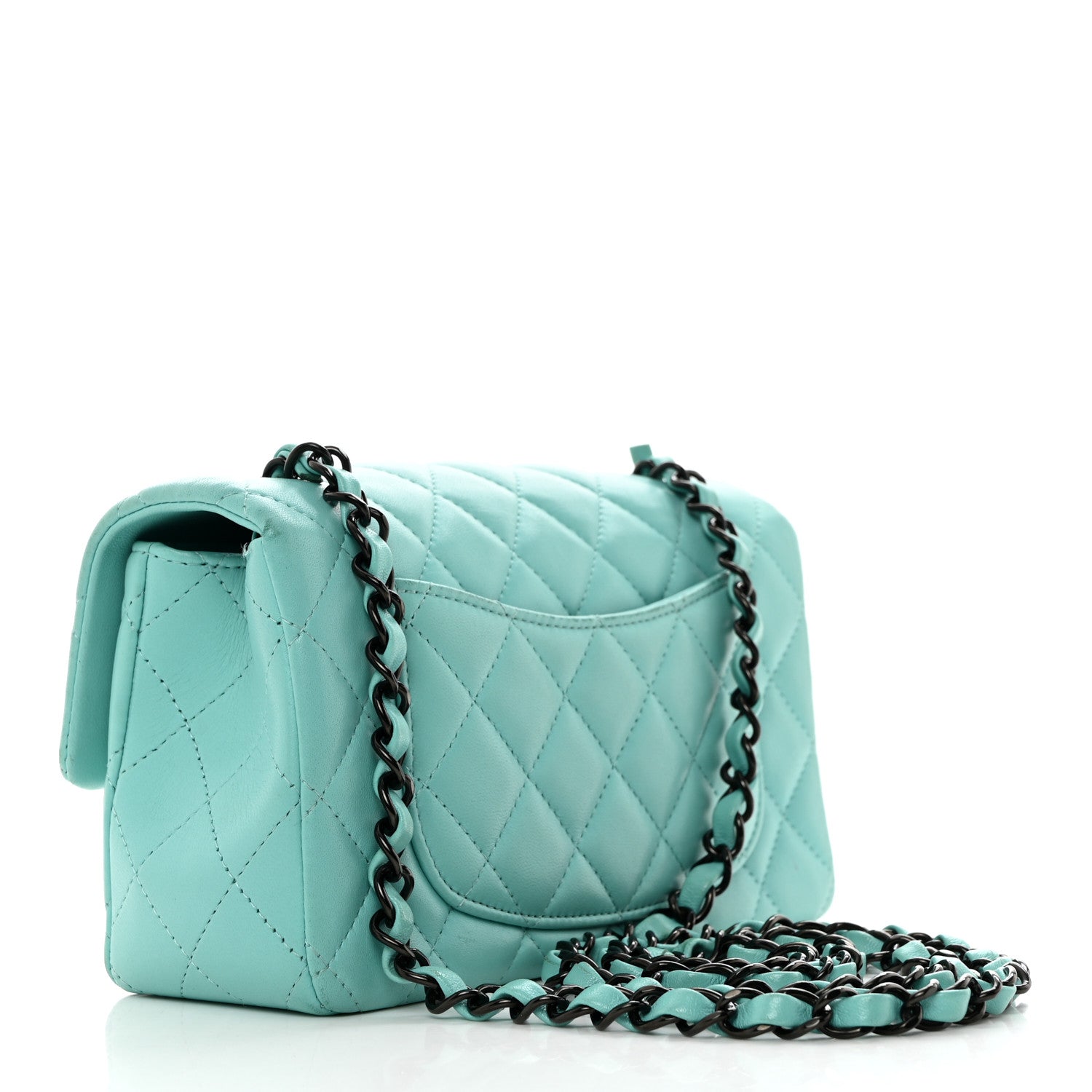 Chanel Lambskin Quilted Mini Rectangular Flap Turquoise 2 of 10