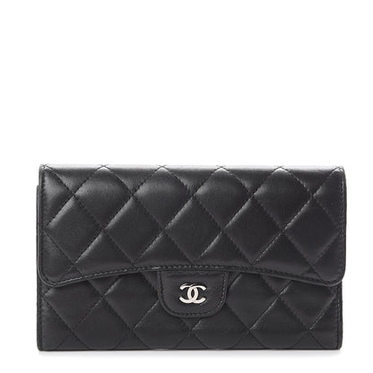 Chanel Lambskin Quilted Large Flap Wallet Black 1 of 7