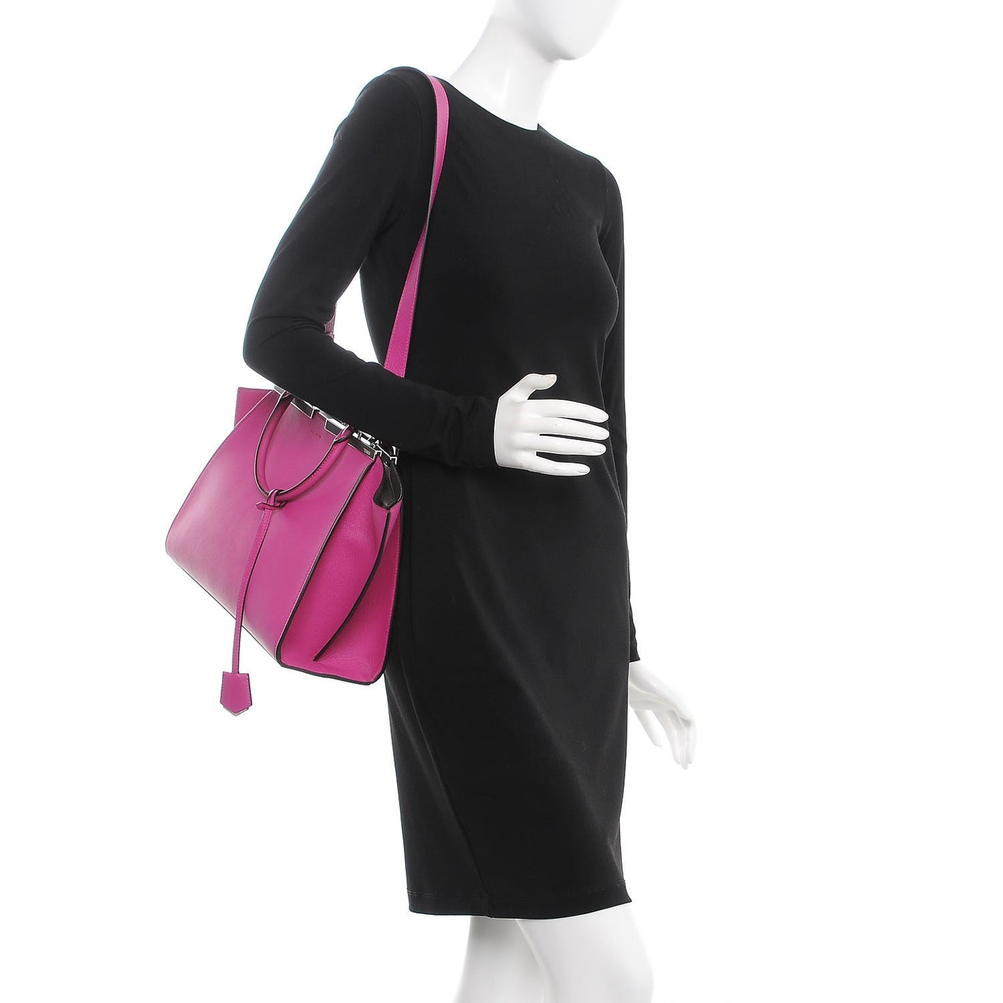 Vitello Dolce Shiny Nappa Petite 3Jours Tote Magenta Carbone
