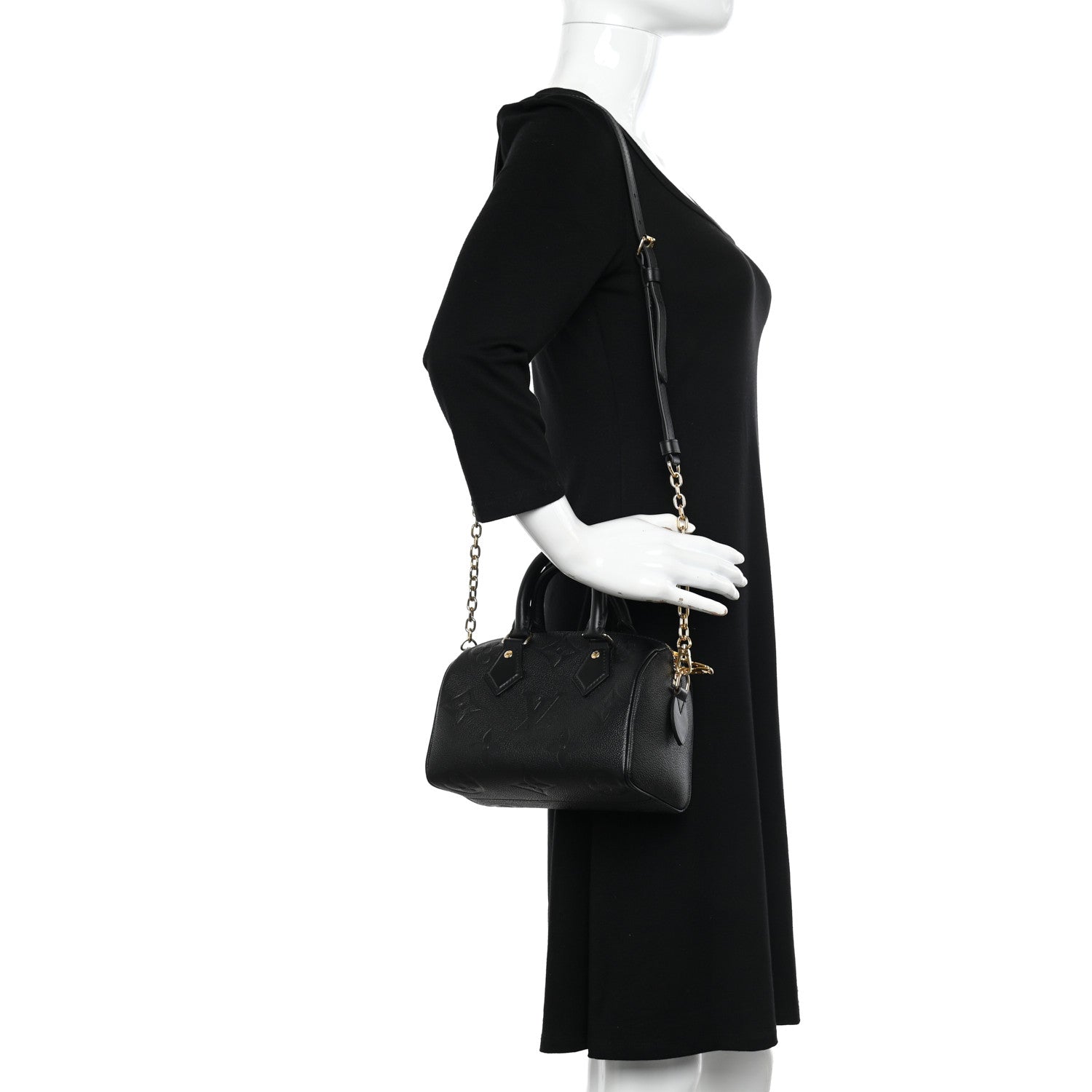 Louis Vuitton Empreinte Monogram Giant Speedy Bandouliere 20 Black 2 of 10
