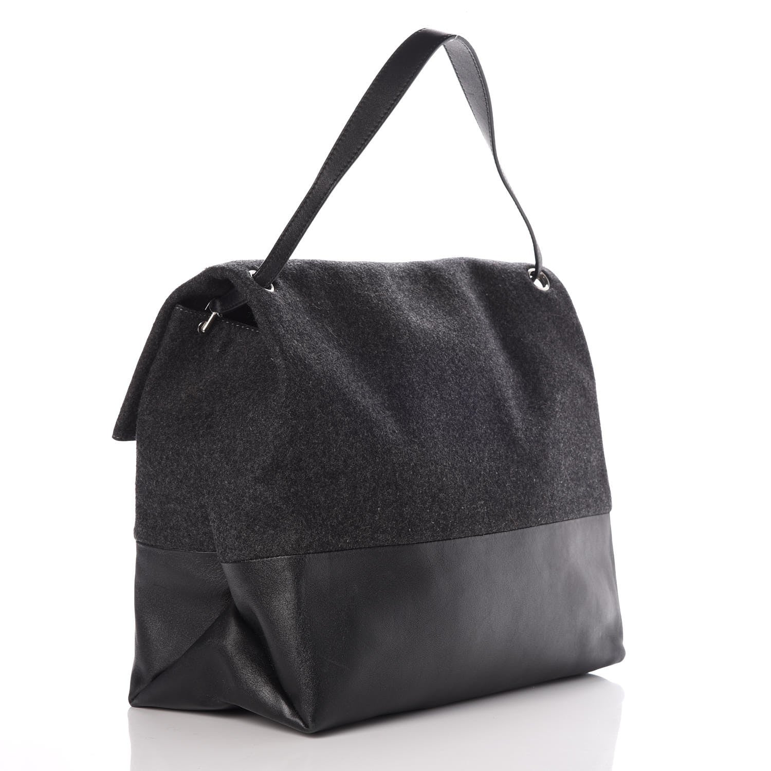 Celine Calfskin Felt All Soft Shoulder Bag Dark Grey 3 of 7