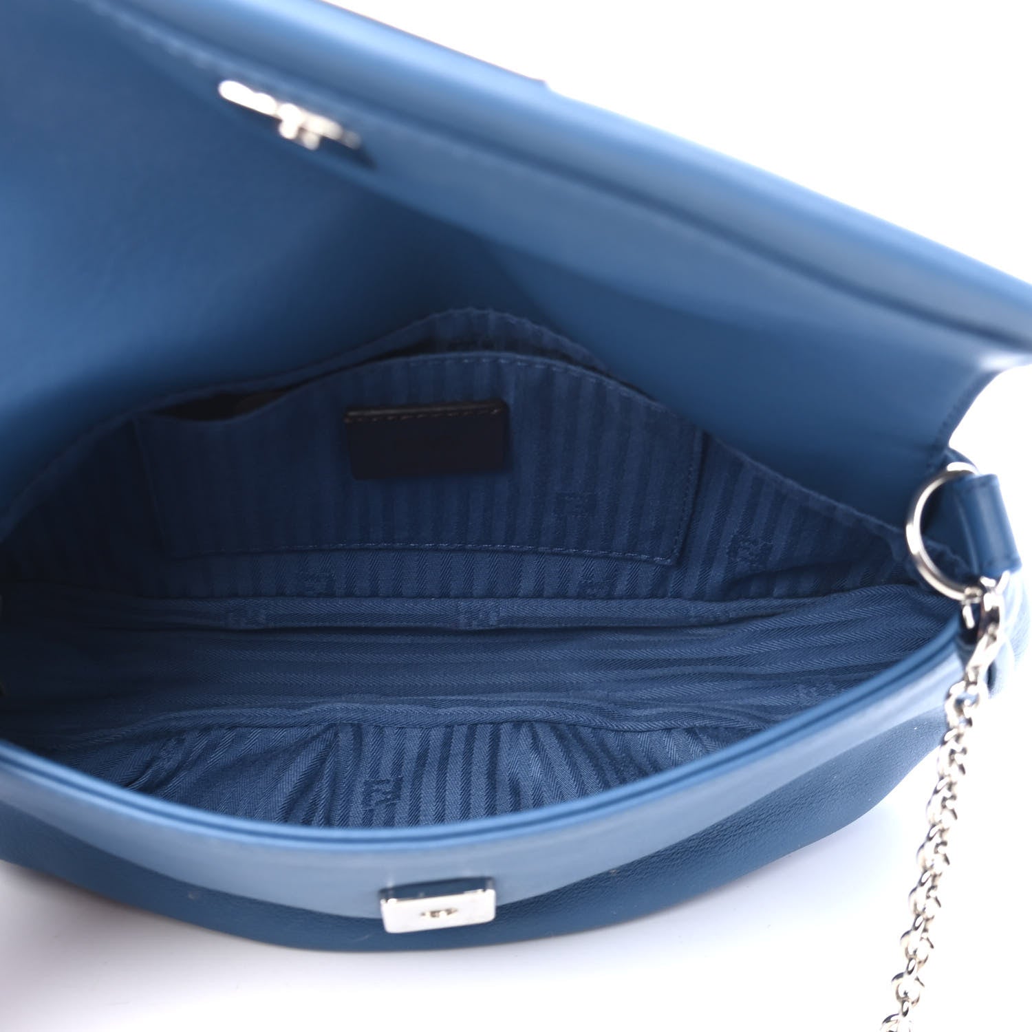 Fendi Vitello Flamingo Enamel Fendista Pouchette Crossbody Blu Cobalto 4 of 5