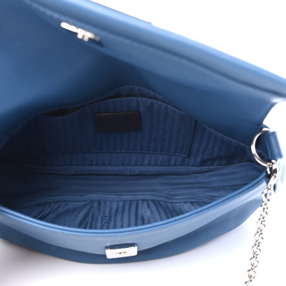 Fendi Vitello Flamingo Enamel Fendista Pouchette Crossbody Blu Cobalto 4 of 5