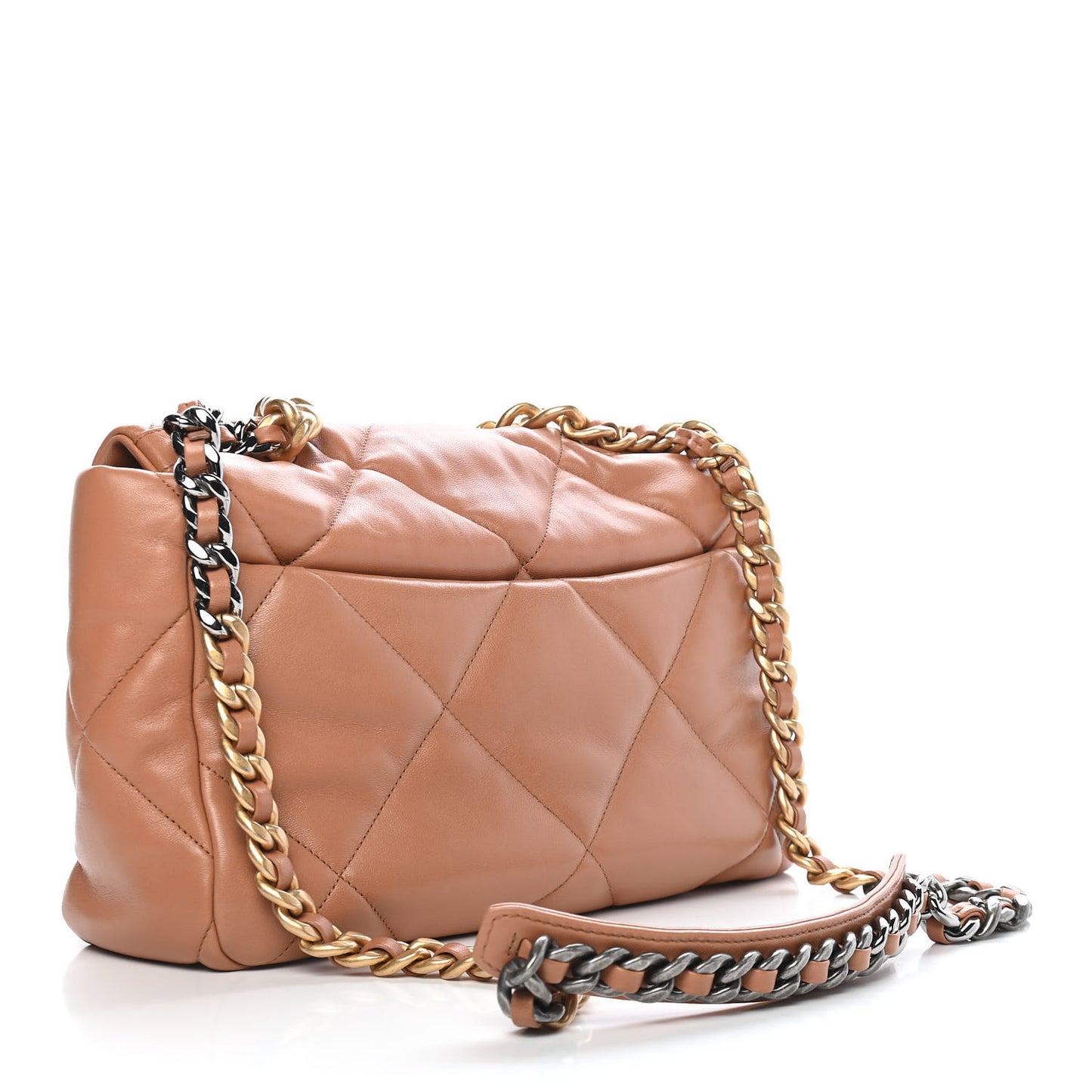 Lambskin Quilted Large Chanel 19 Flap Brown