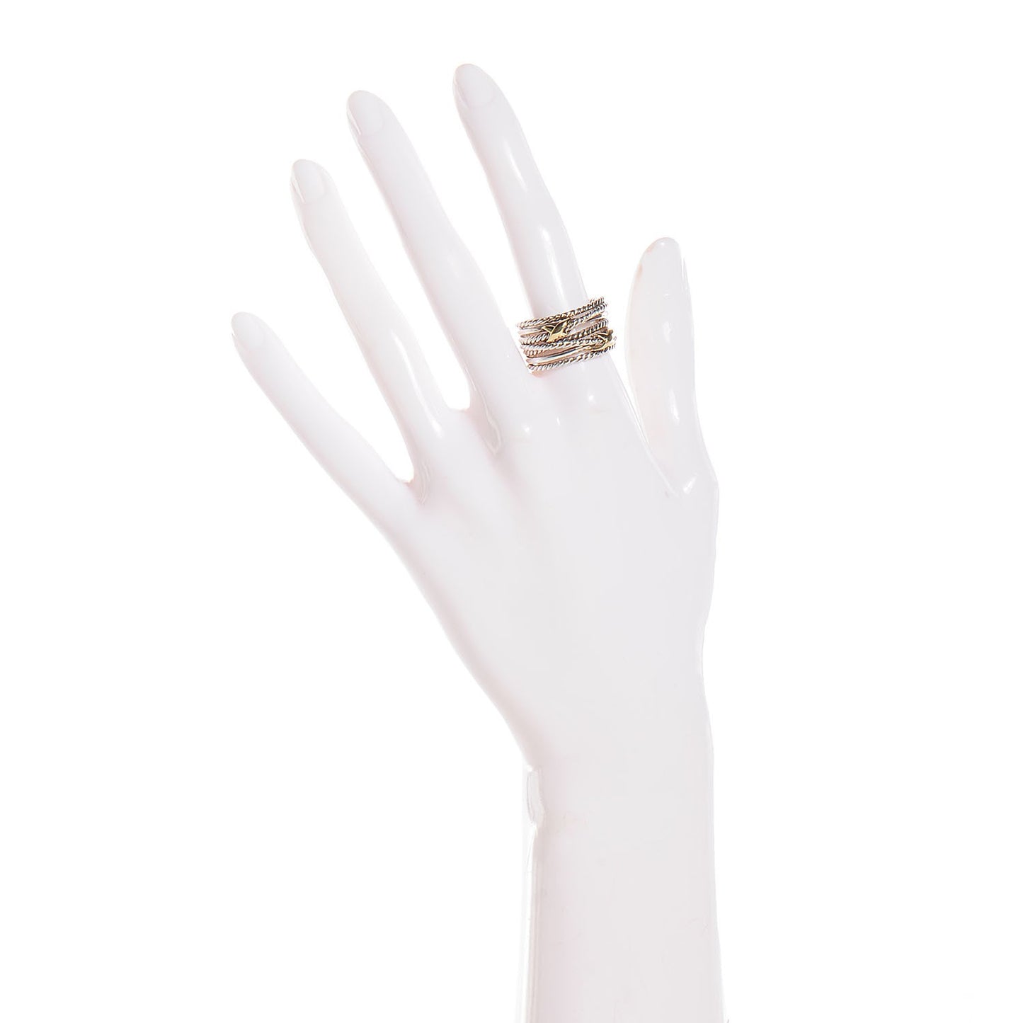 Sterling Silver 18K Yellow Gold Double X Crossover Ring 8