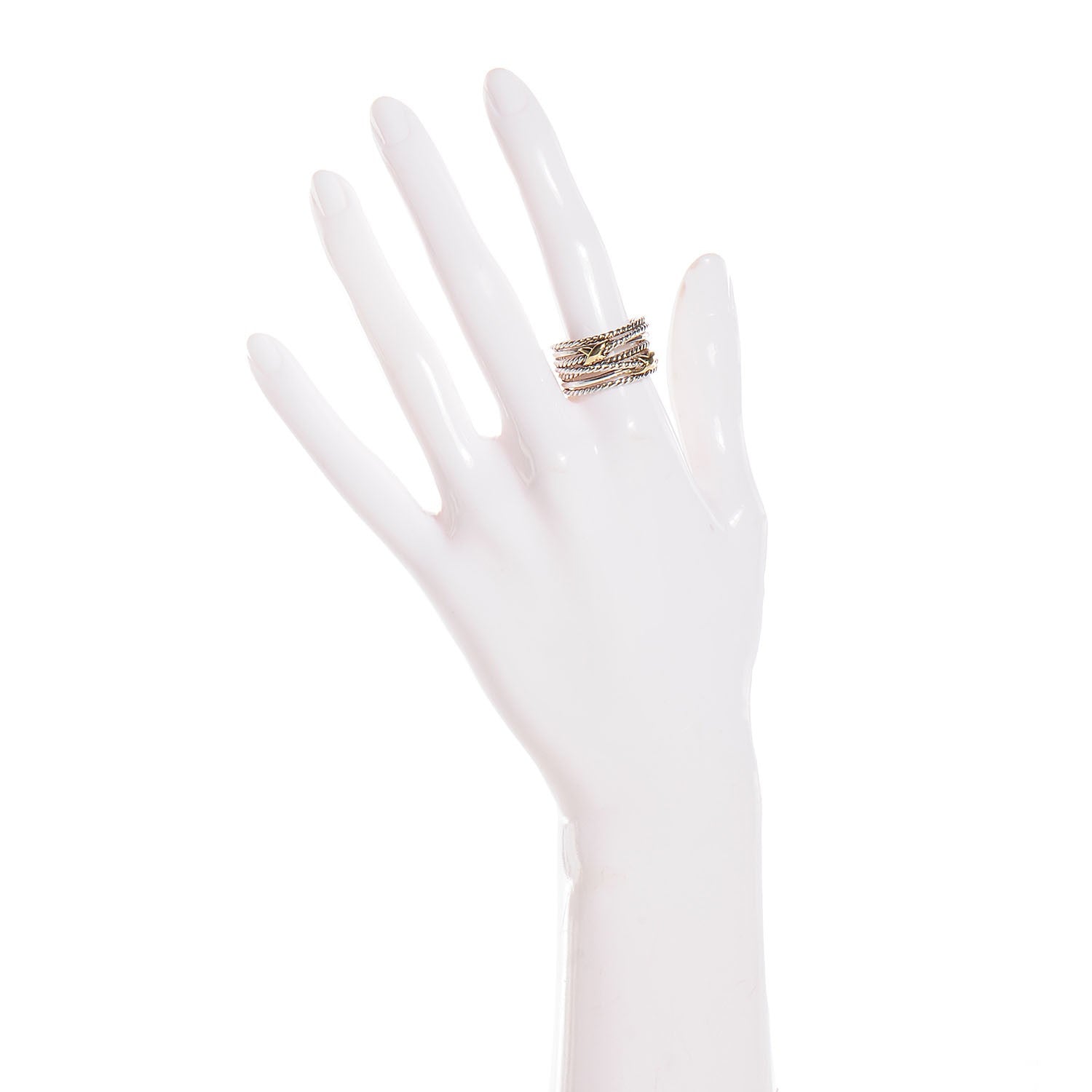 David Yurman Sterling Silver 18K Yellow Gold Double X Crossover Ring 8 2 of 4