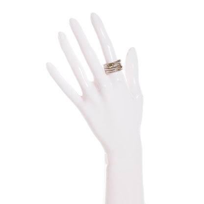 David Yurman Sterling Silver 18K Yellow Gold Double X Crossover Ring 8 2 of 4