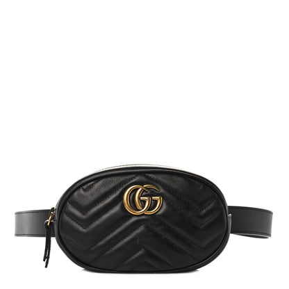 Gucci Calfskin Matelasse GG Marmont Belt Bag 95 38 Black 2 of 20