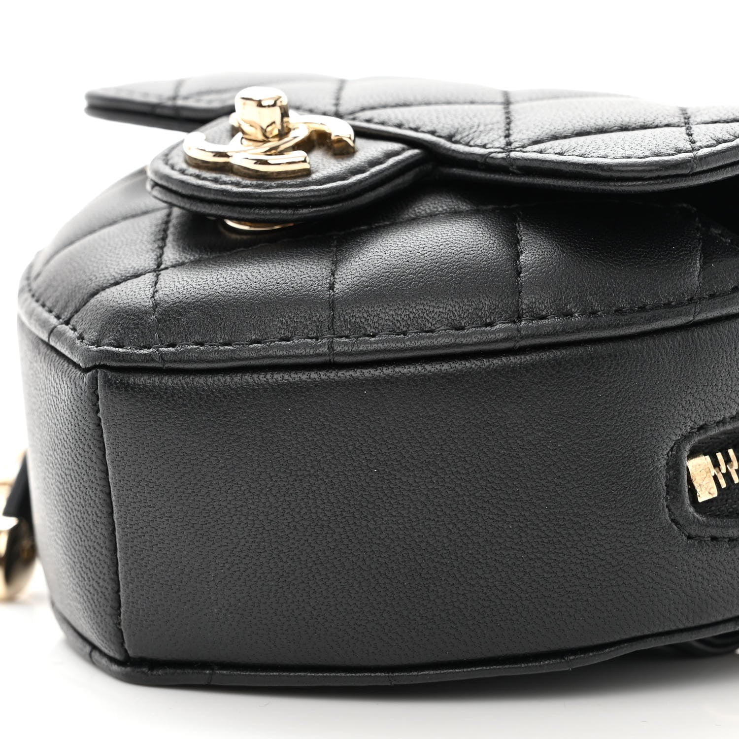 Chanel Lambskin Quilted CC In Love Heart Waist Belt Bag With Chain Black 10 of 13