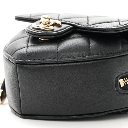 Chanel Lambskin Quilted CC In Love Heart Waist Belt Bag With Chain Black 10 of 13