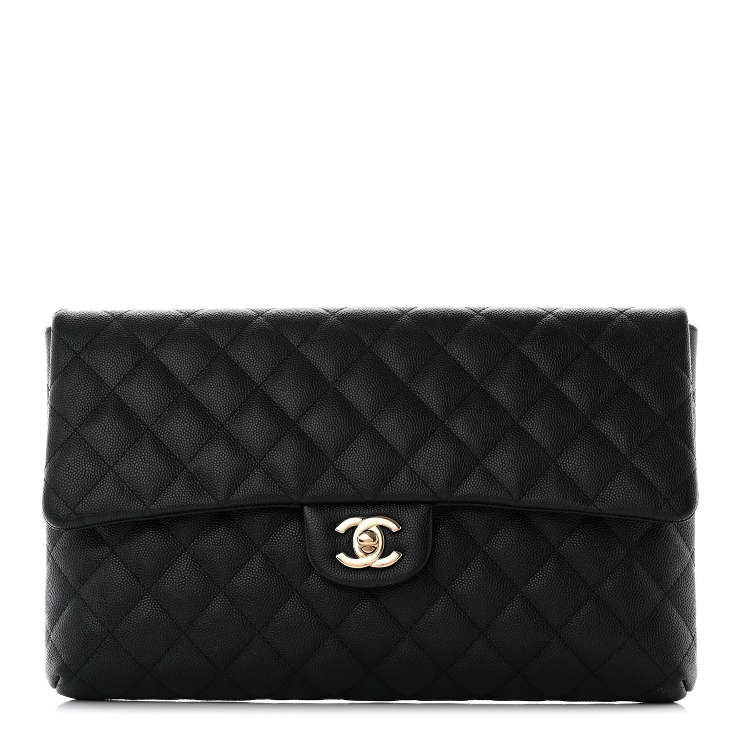 Caviar Quilted Flap Clutch Black