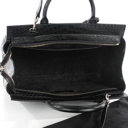 Saint Laurent Calfskin Crocodile Embossed Small Cabas Rive Gauche Black 5 of 7