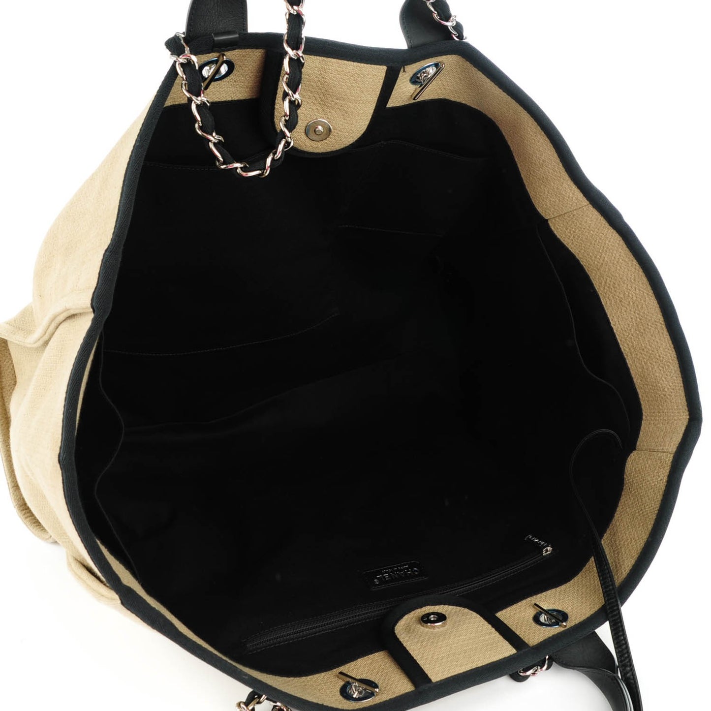 Canvas Large Deauville Tote Beige Black