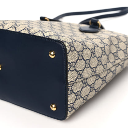 Gucci GG Supreme Monogram Linea A Foldover Tote Beige Blue 10 of 12