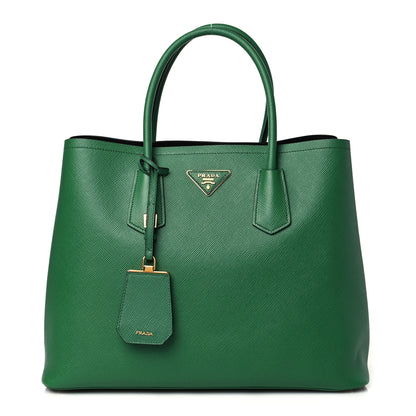 Prada Saffiano Cuir Medium Double Bag Verde 1 of 10
