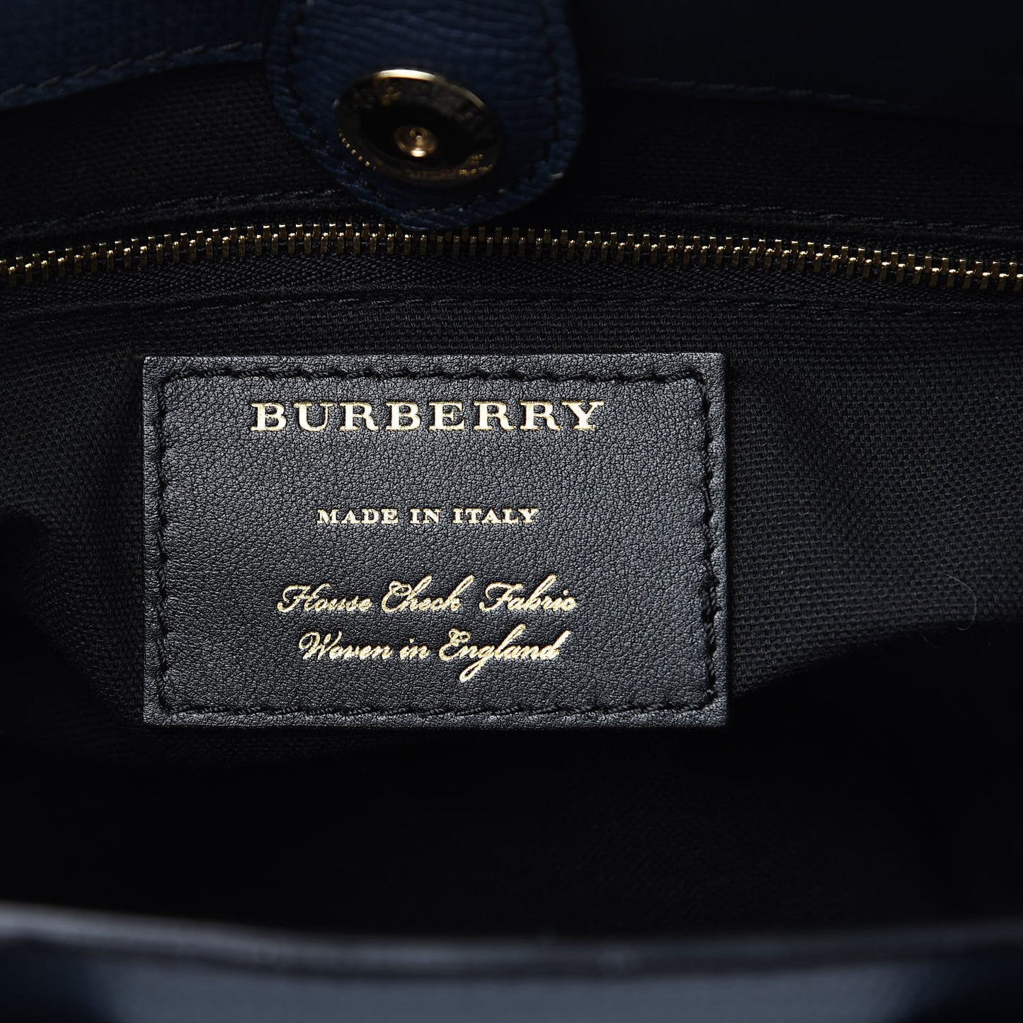 Grainy Calfskin House Check Small Banner Tote Midnight Blue