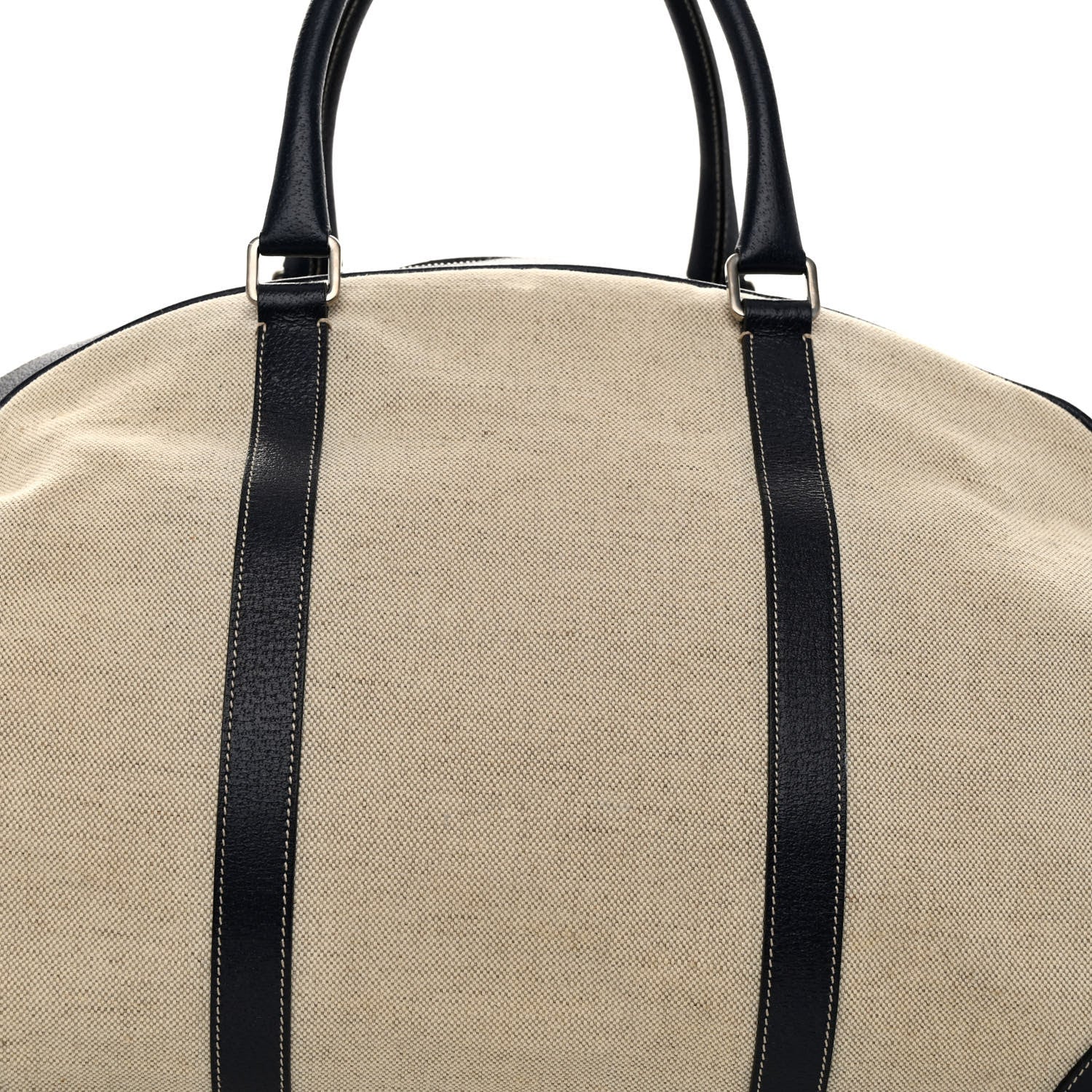 Prada Canvas Calfskin Duffle Beige Navy 6 of 9