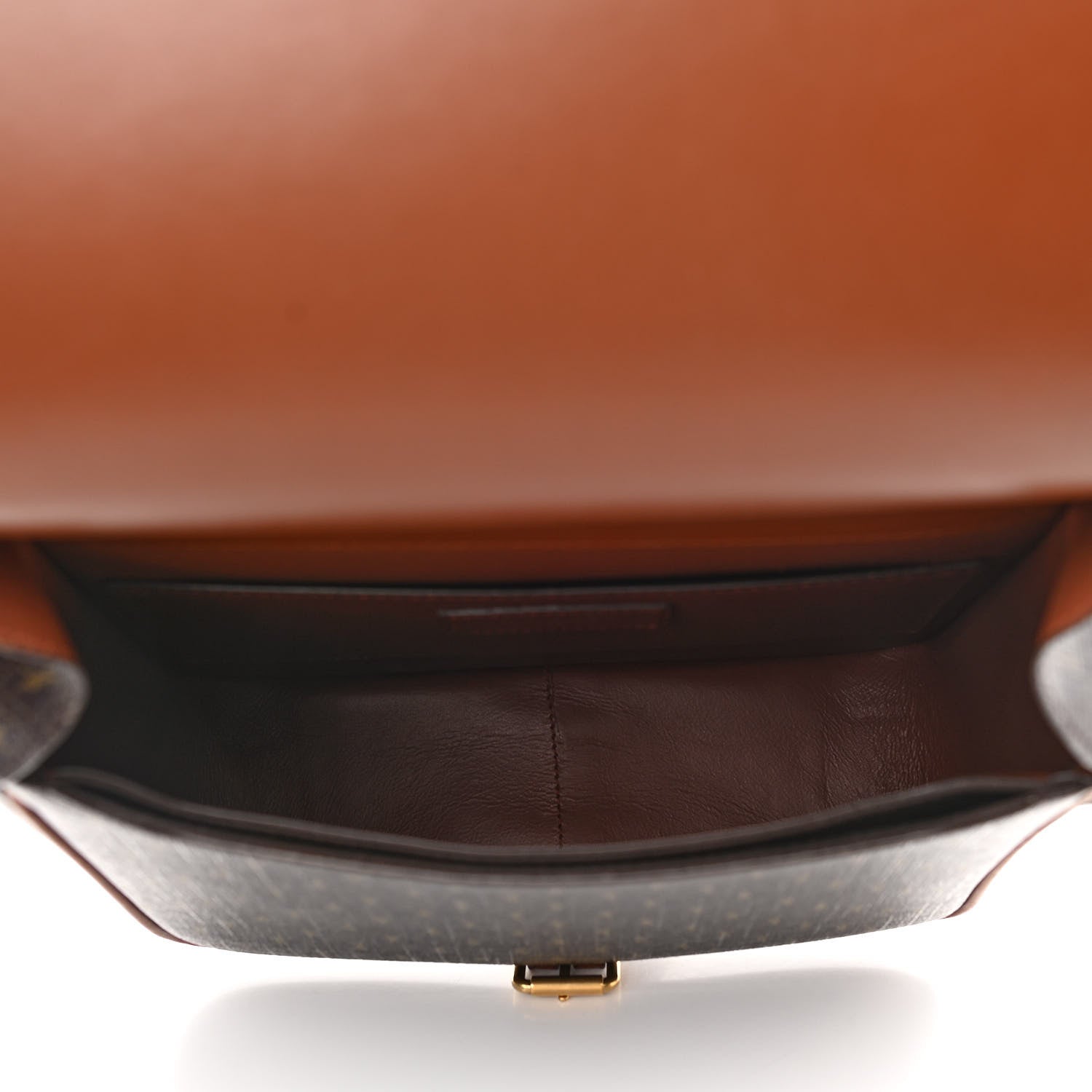 Saint Laurent Canvas Smooth Calfskin Le Monogramme Medium Buckle Satchel Chestnut 5 of 12
