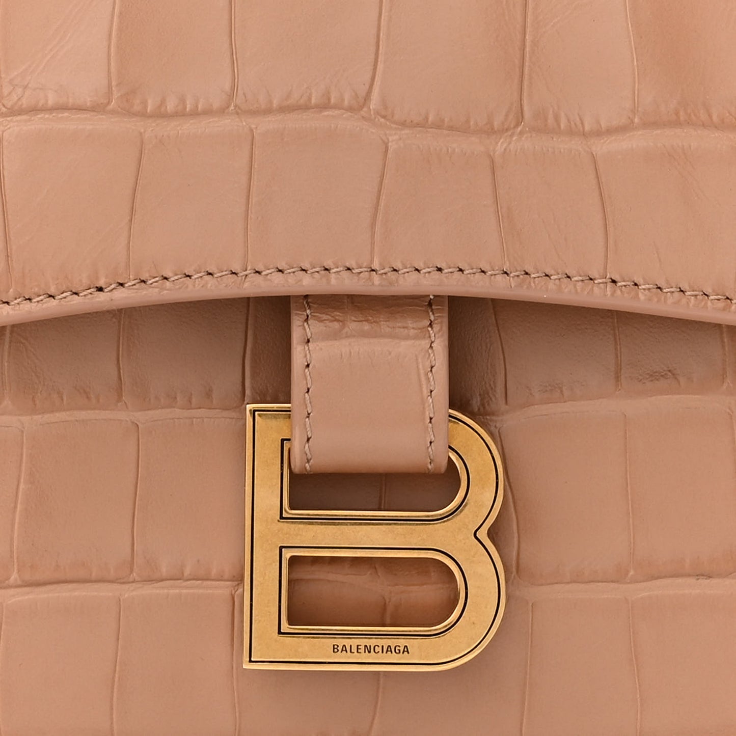 Extra Supple Calfskin Crocodile Embossed XS Downtown Shoulder Bag Nude Beige