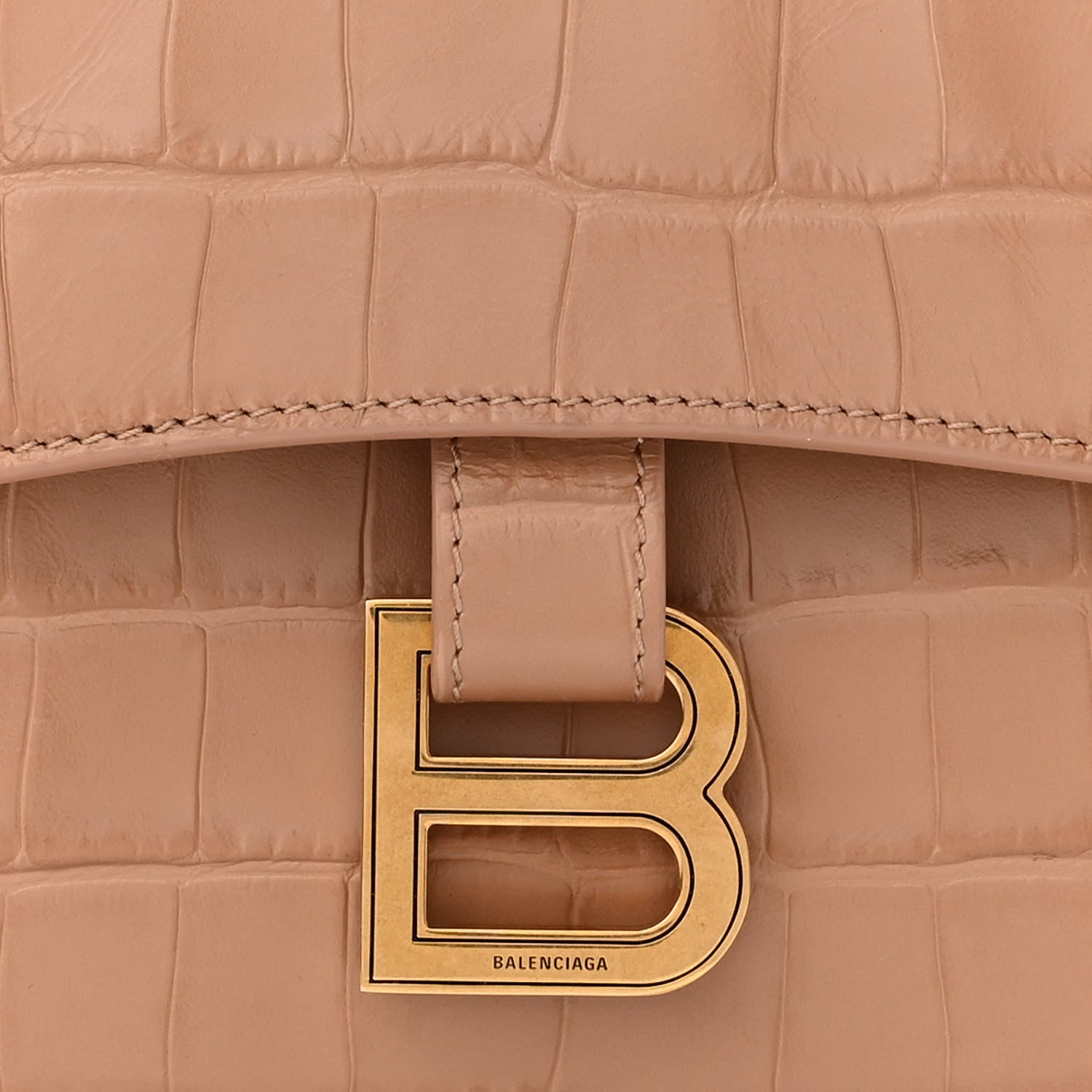 Balenciaga Extra Supple Calfskin Crocodile Embossed XS Downtown Shoulder Bag Nude Beige 9 of 11