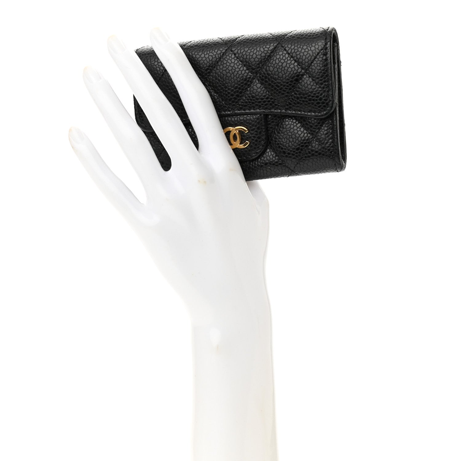 Chanel Caviar Quilted Flap Card Holder Wallet Black 2 of 9