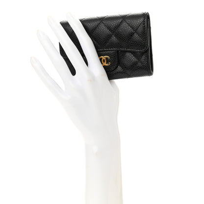 Chanel Caviar Quilted Flap Card Holder Wallet Black 2 of 9