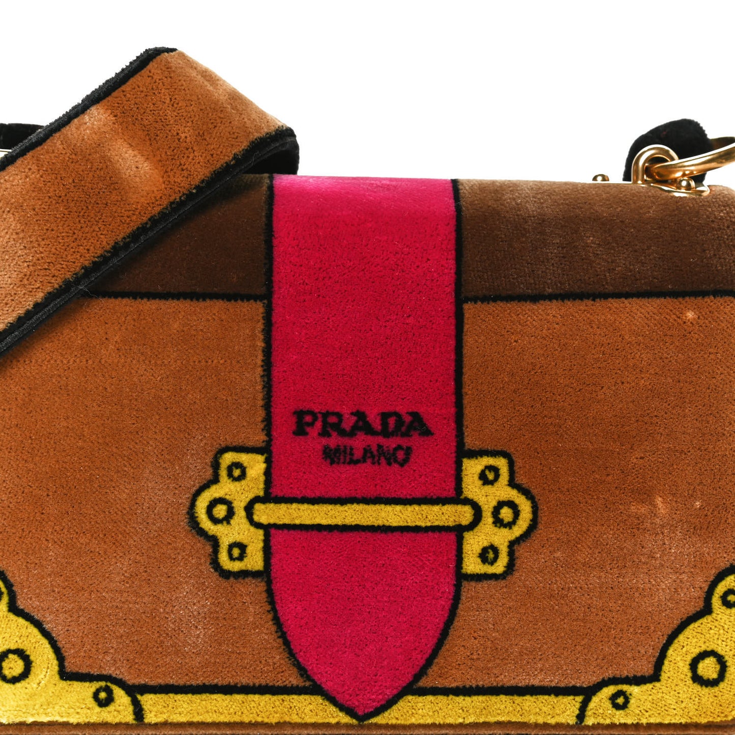 Velluto Ricamo Cahier Shoulder Bag Cammello