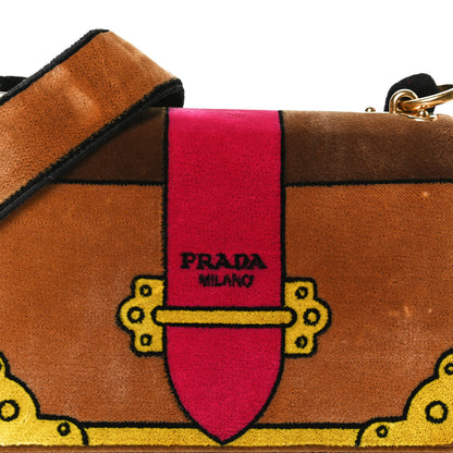 Prada Velluto Ricamo Cahier Shoulder Bag Cammello 11 of 11