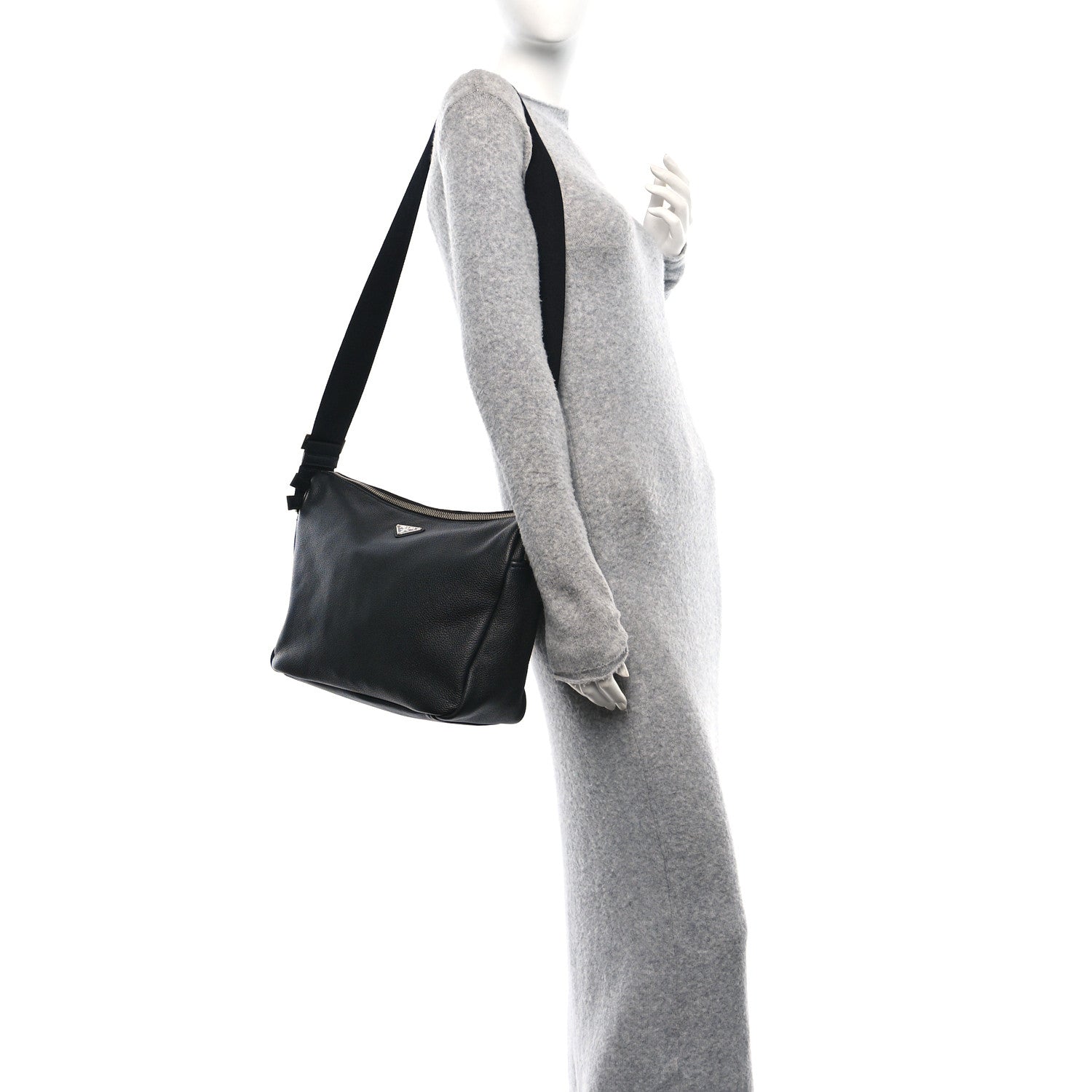 Prada Vitello Daino Medium Messenger Bag Black 2 of 9