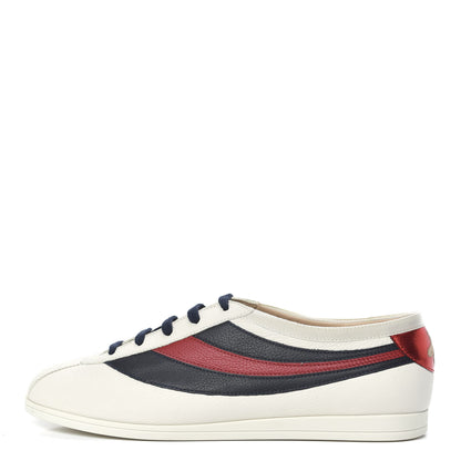 Gucci Calfskin Mens Web Falacer Sneakers 8 White Blue 1 of 8