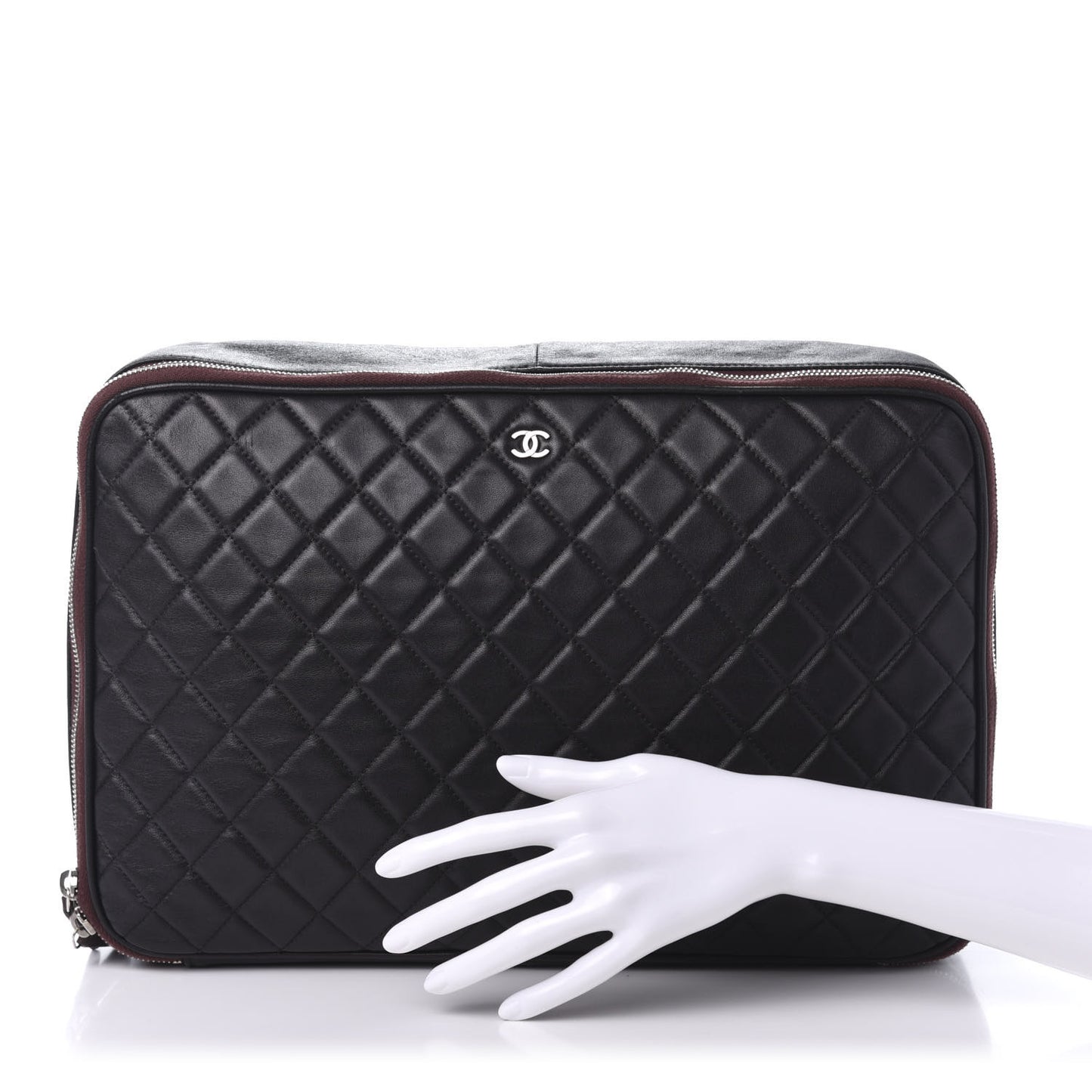 Lambskin Quilted Laptop Case Black