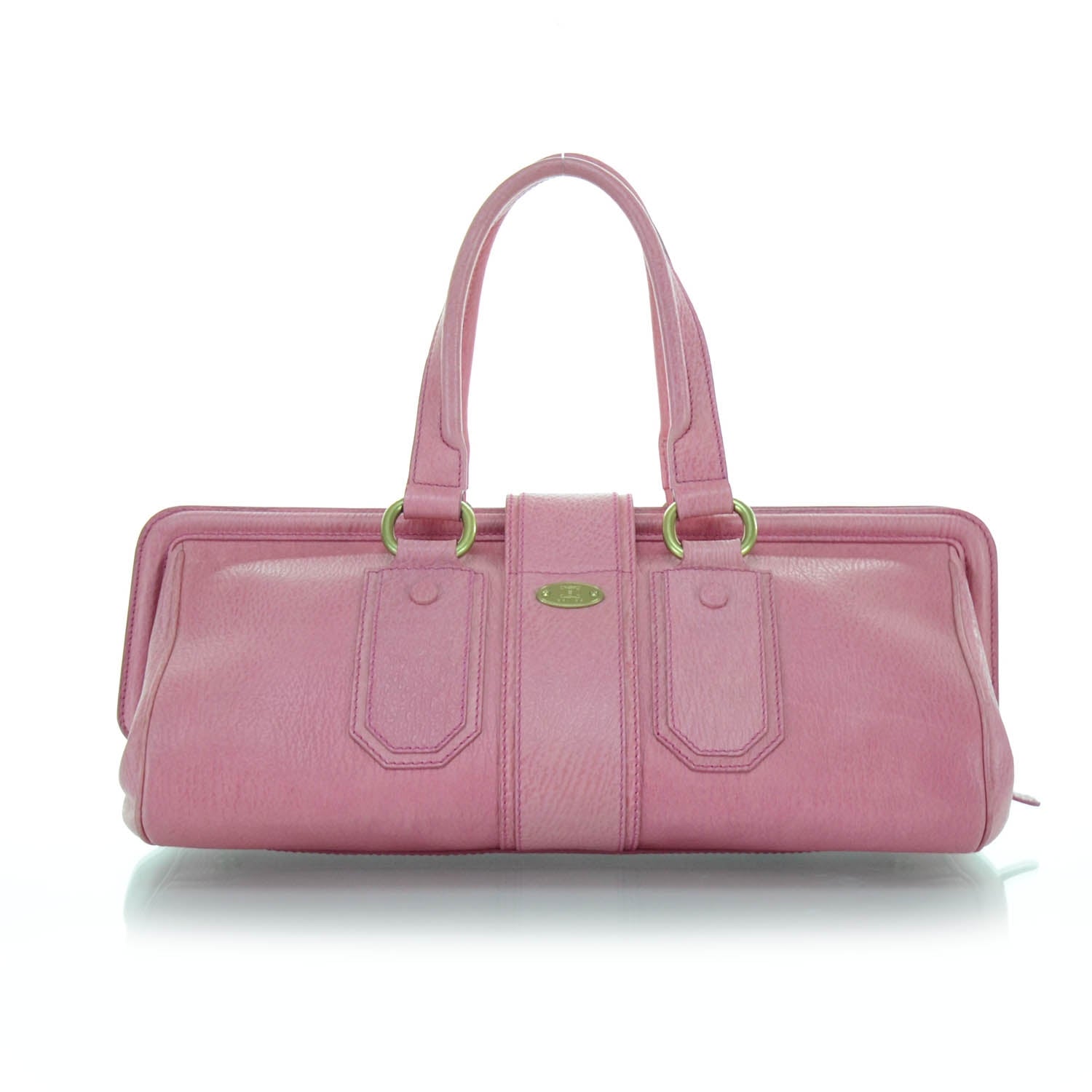 Celine Leather Large Ella Framed Satchel Pink 3 of 11