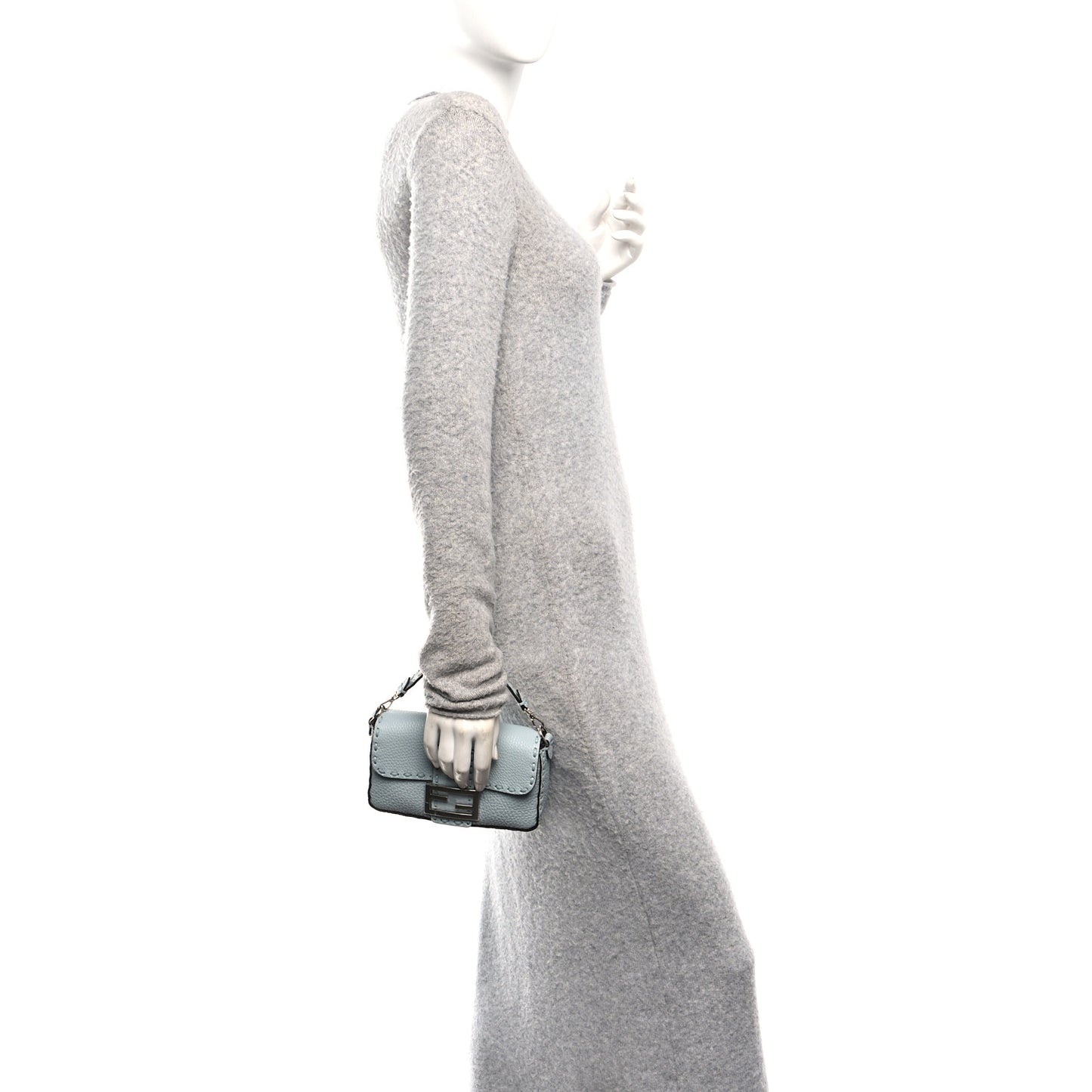 Cuoio Roma Sellerissima Nappa Sintetica Tape Stitch Mini Baguette Anice