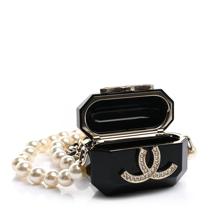 Chanel Resin Crystal Pearl Airpods Pro Holder Necklace Black Pearly White 6 of 7