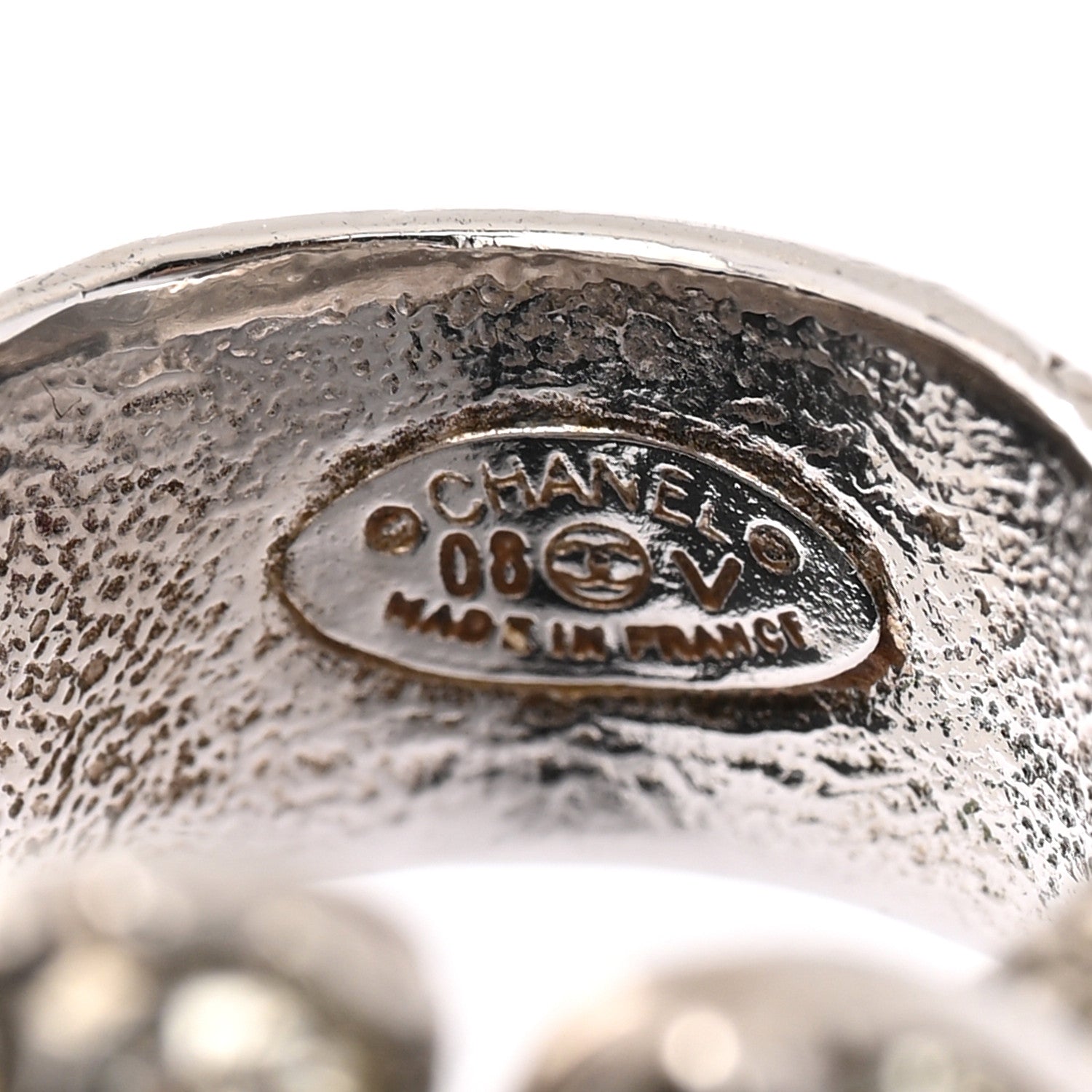 Chanel Crystal Camellia CC Ring Silver 4 of 5
