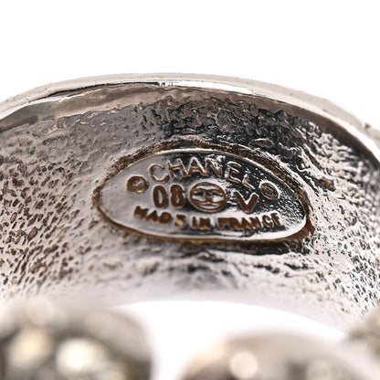 Chanel Crystal Camellia CC Ring Silver 4 of 5