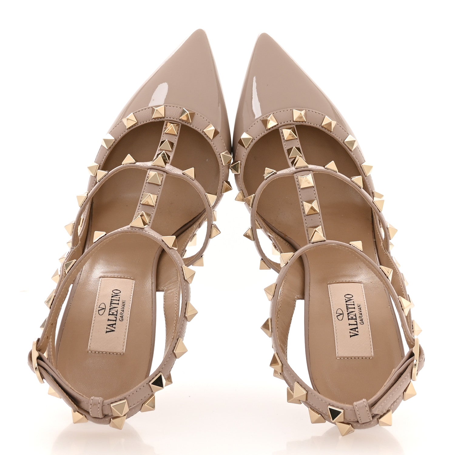 Valentino Garavani Patent Nappa Rockstud Ankle Strap 100mm Pumps 38.5 Poudre 2 of 7