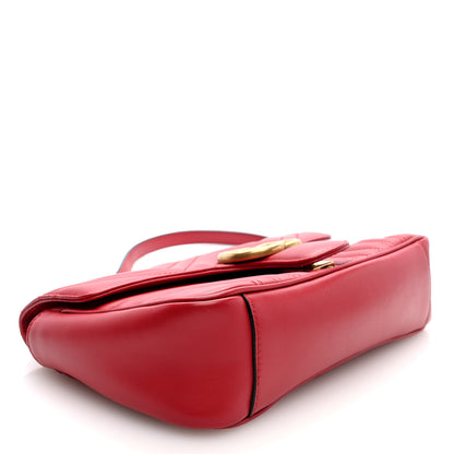 Gucci Calfskin Matelasse Small GG Marmont Shoulder Bag Hibiscus Red 4 of 9