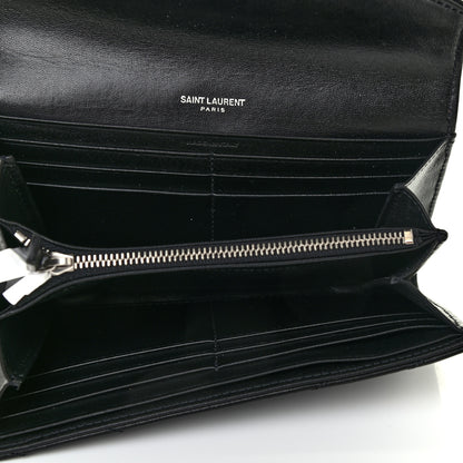Saint Laurent Lambskin Y Quilted Monogram Large Loulou Flap Wallet Black 5 of 7