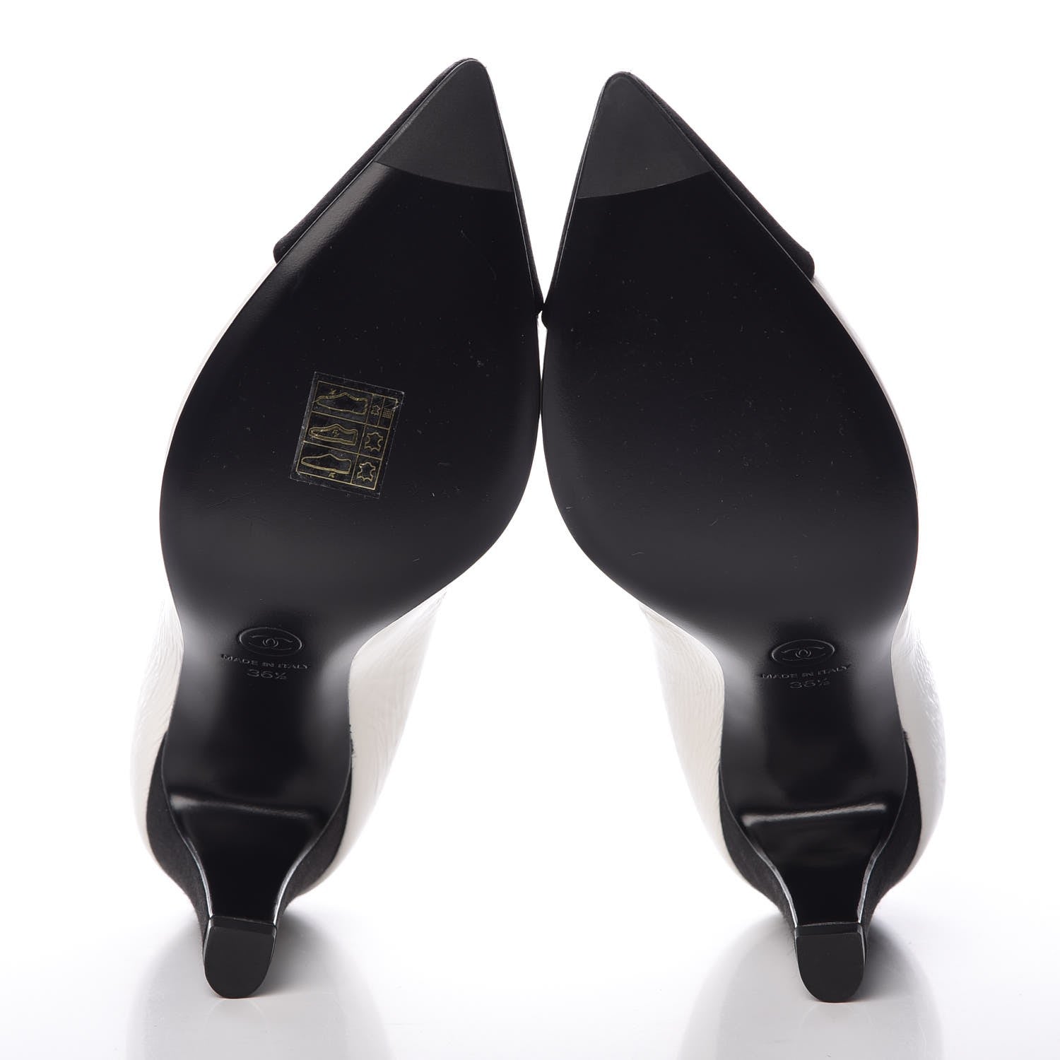Chanel Crumpled Calfskin Satin Cap Toe Short Ankle Boots 36.5 White Black 5 of 9