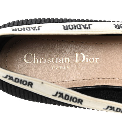 Christian Dior Fabric Ribbon Embroidered J'Adior Ballet Flats 38.5 Black 7 of 9