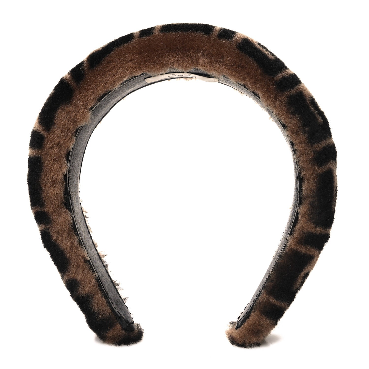 Fendi Shearling FF Logo Headband Tobacco 1 of 5