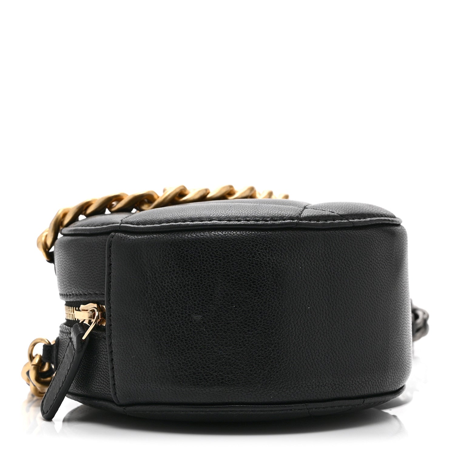 Chanel Shiny Goatskin Quilted Chanel 19 Round Clutch With Chain Black 4 of 10